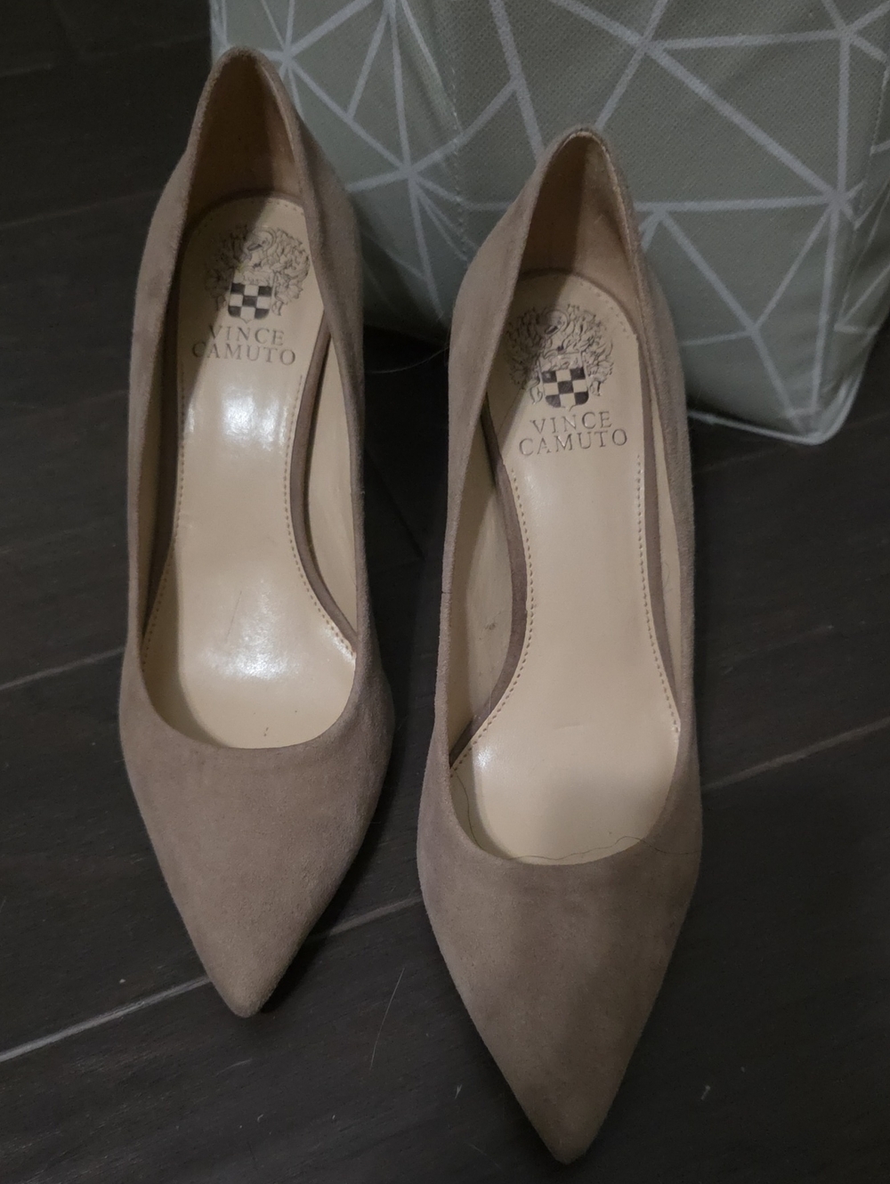 Vince Camuto Taupe Suede Pointed Toe Pumps